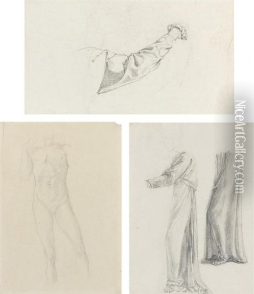 Study Of A Figure In Draped Clothing Oil Painting - Sir Edward Coley Burne-Jones