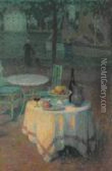 Le Cafe Du Port Oil Painting - Henri Eugene Augustin Le Sidaner