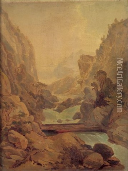 Gebirgsbach In Den Alpen Oil Painting - Friedrich Johann C.E. Preller the Elder