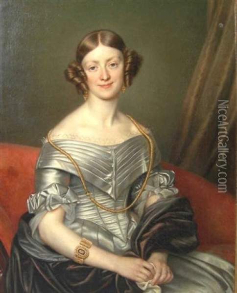 Portrait Of Jessy Macpherson Nee Young (+ James Macpherson; Pair) Oil Painting - Cornelis Cels