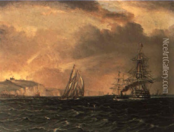 Shipping Off Dover, England Oil Painting - James Edward Buttersworth