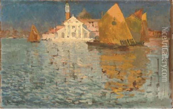 A Sunlit Church On The Lagoon Oil Painting - Louis Abel-Truchet