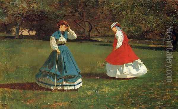 A Game of Croquet Oil Painting - Winslow Homer