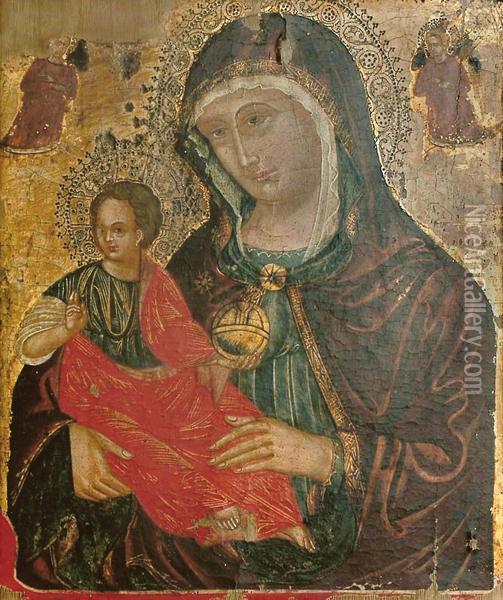 Madonna Col Bambino Benedicente Oil Painting - Maestro Del Dittico Sterbini