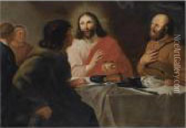 The Supper At Emmaus Oil Painting - Jacob Cornelisz Van Oostsanen