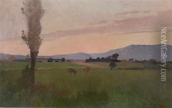 Weite Landschaft Im Abendrot Oil Painting - Jean Daniel Ihly