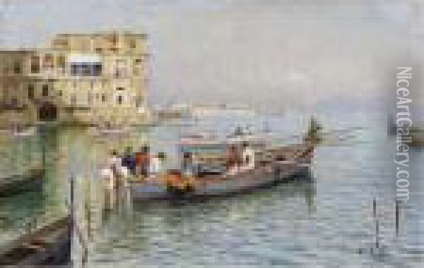 Napoli, Marina Con Veduta Di Palazzo Donn'anna Oil Painting - Attilio Pratella