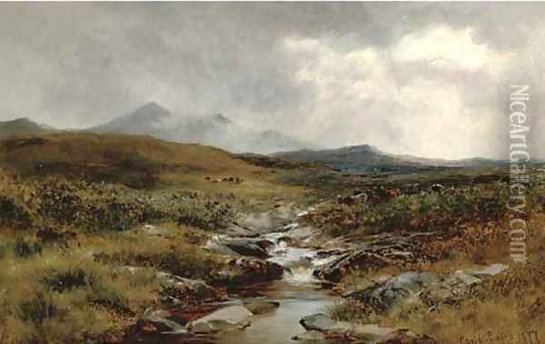 A Welsh moorland stream Oil Painting - David Bates