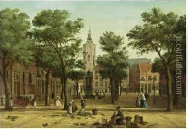 The Hague; The Grote Markt Seen 
From The Prinsegracht With The Boterwaag On The Left And The Grote Or 
St. Jacobskerk Beyond Oil Painting - Paulus Constantin La Fargue