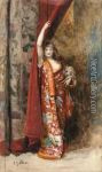 Une Femme Oriental Oil Painting - Jehan Georges Vibert