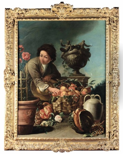 Ragazzo Con Cesto Di Frutta Oil Painting - Jean-Baptiste Oudry