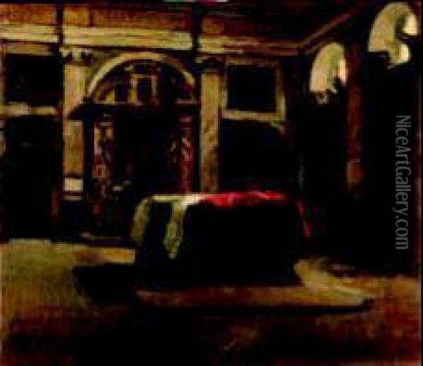 Interno Di Chiesa Oil Painting - Achille Cattaneo