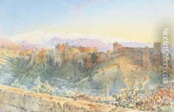 The Gateway Leading Into The Tower Of Justice, Alhambra Palace,granada Oil Painting - Henry Stanier
