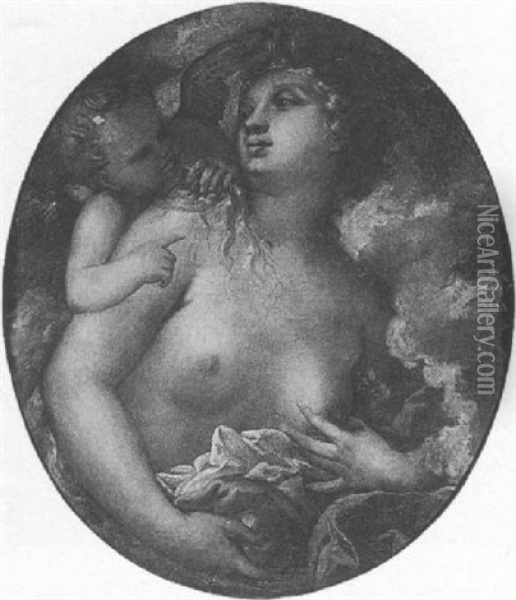 Venus And Cupid Oil Painting - Pietro (Libertino) Liberi