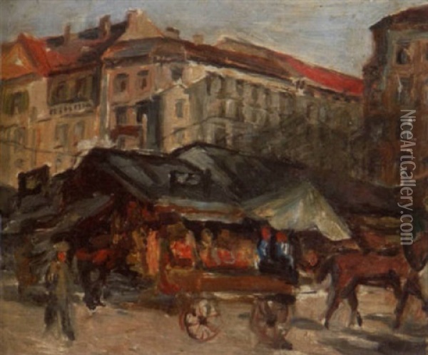 Marienplatz In Munchen Oil Painting - Josse Goossens