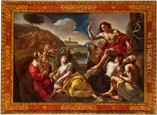Die Predigt Johannes Oil Painting - Giovanni Battista Benaschi