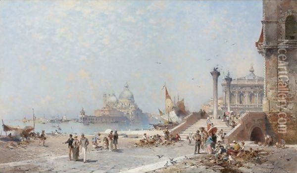 Piazetta St. Maggiore, Venice Oil Painting - Franz Richard Unterberger
