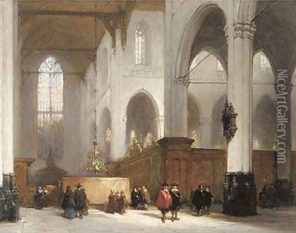 A luminous church interior Oil Painting - Johannes Bosboom