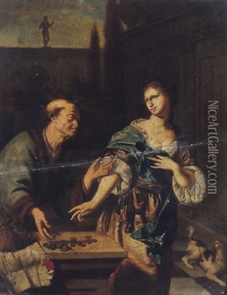 The Ill-matched Lovers Oil Painting - Willem van Mieris