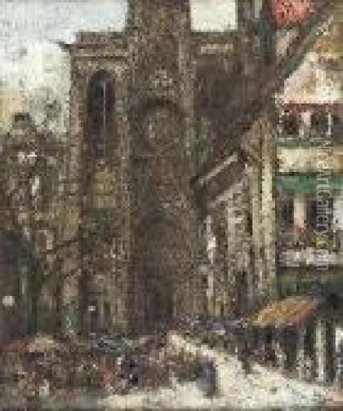 The Church Square Oil Painting - James Kay