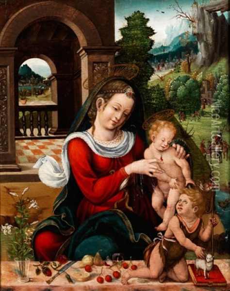 Madonna Mit Dem Jesuskind Und Dem Johannesknaben Oil Painting - Joerg Breu the Elder
