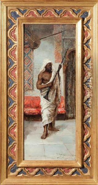 Arabe Con Spingarda Oil Painting - Jose San Bartolome Llaneces