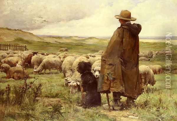 Le Berger (The Shepherd) Oil Painting - Julien Dupre