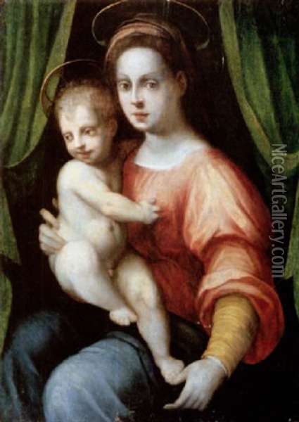 Madonna Mit Kind Oil Painting - Domenico Puligo