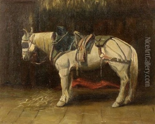 In Full Tack - A Horse Portrait Oil Painting - Scott Leighton