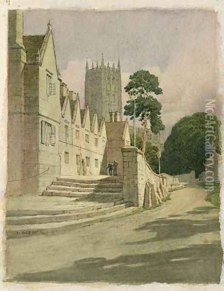 The Almshouses Chipping Campden Oil Painting - Frederick Landseer Maur Griggs