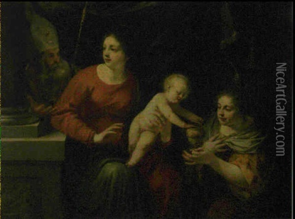 La Vierge A L'enfant Avec La Madeleine Et Saint Simeon Oil Painting - Jacques Blanchard
