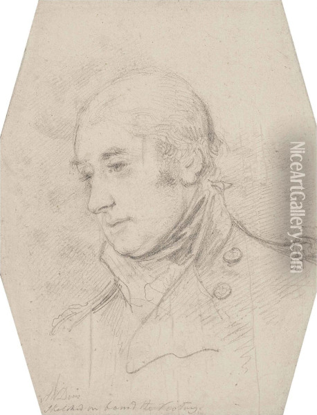 Portrait Study Of Captain Sir Thomas Hardy Oil Painting - Arthur William Devis