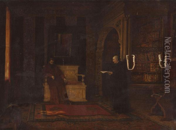 Geistliche In Der Bibliothek Oil Painting - August Holmberg