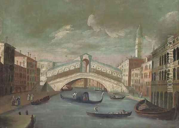 The Grand Canal, looking towards to the Rialto Bridge, Venice Oil Painting - Joseph, The Younger Heintz