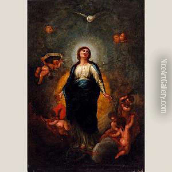 Virgen Oil Painting - Mariano Salvador Maella