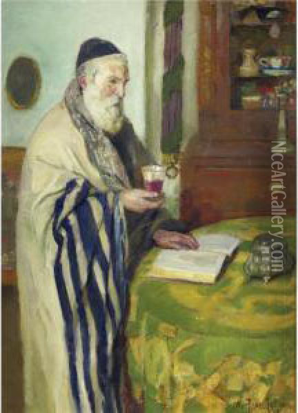 Kiddush On Sukkot Oil Painting - Otto John Herschel
