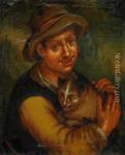 Pojke Med Katt I Famnen Oil Painting - Giacomo Francesco Cipper