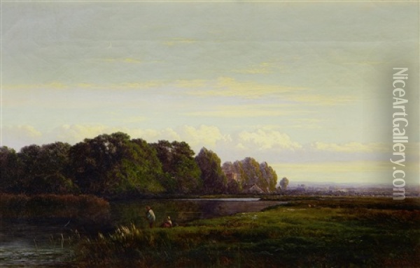 Evening On The Thames Oil Painting - Arthur Gilbert