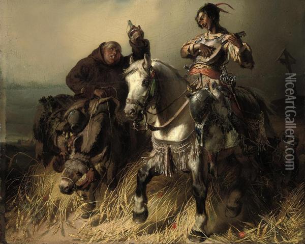 Don Quixote And Sancho Panza Oil Painting - Lothar Burger