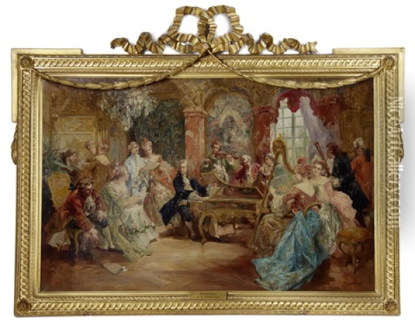A Recital With Handel Oil Painting - Vicente Garcia de Paredes