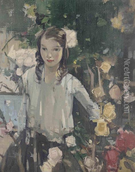 The Rose Bough Oil Painting - Hugh Munro