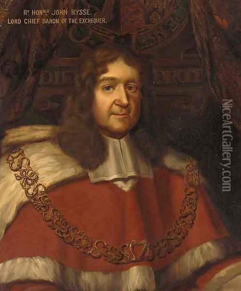 Portrait of the Rt. Hon. John Bysse, Lord Chief Baron of the Exchequer, bust-length, in robes Oil Painting - Sir James Thornhill