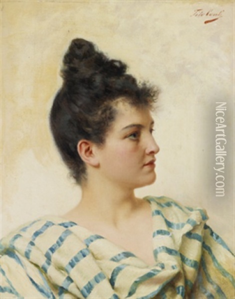Portratt Av Ung Kvinna Oil Painting - Tito Conti