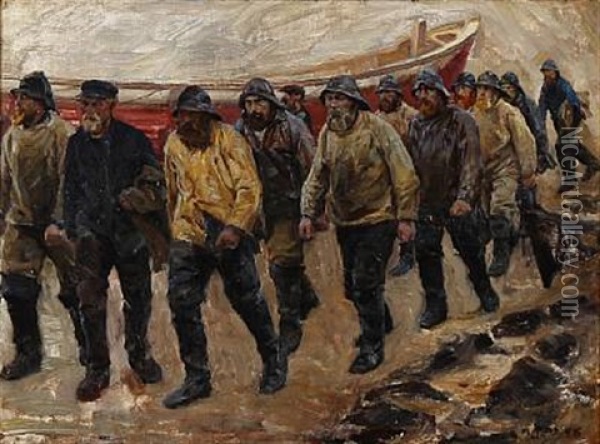 Fishermen From Skagen Oil Painting - Niels Pedersen Mols