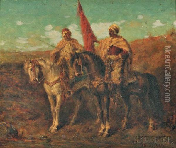 Two Horsemen Oil Painting - Adolf Schreyer