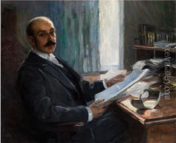 Portrait Des Dr. Homann, Landgerichtsratin Meran Oil Painting - Leo Putz