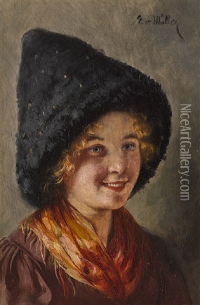 Madchen In Vorarlberger Tracht Oil Painting - Emma (Edle von Seehof) Mueller