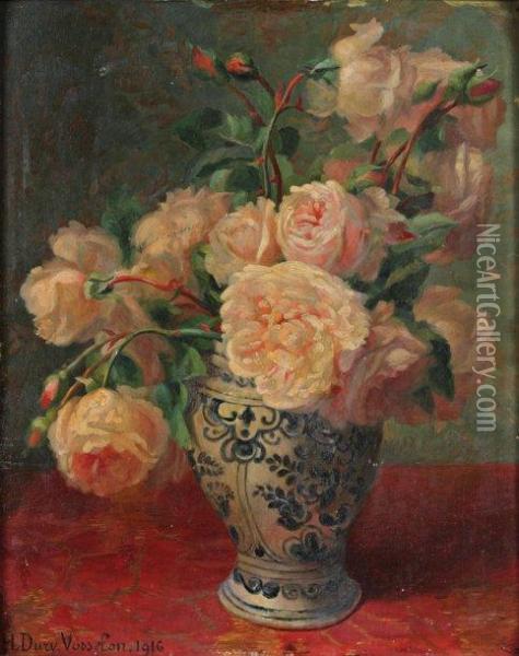 Le Bouquet De Roses Oil Painting - Hortense Dury-Vasselon