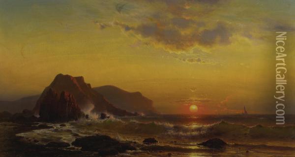 Sunset Over The Waves Oil Painting - Mauritz F. H. de Haas