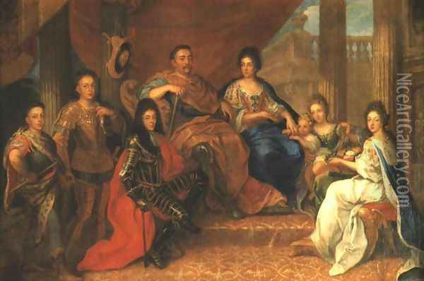 Portrait of Sobieski Family Oil Painting - Unknown Painter